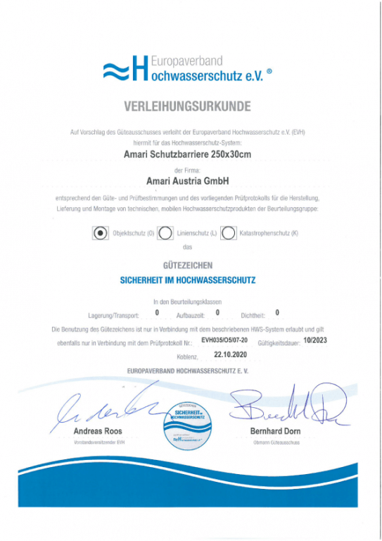 verleihurkunde-europaverband-hochwasserschutz-schutzbarriere